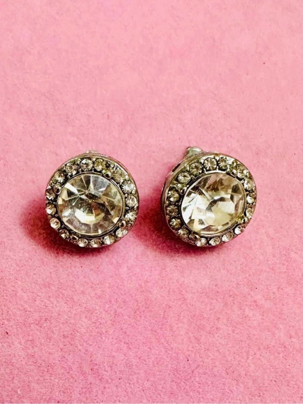 Clear Crystal Halo Stud Earrings